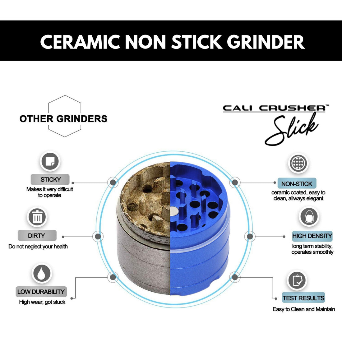 Cali Crusher OG Slick Series - Pollinisateur antiadhésif 2,5" 4 pièces