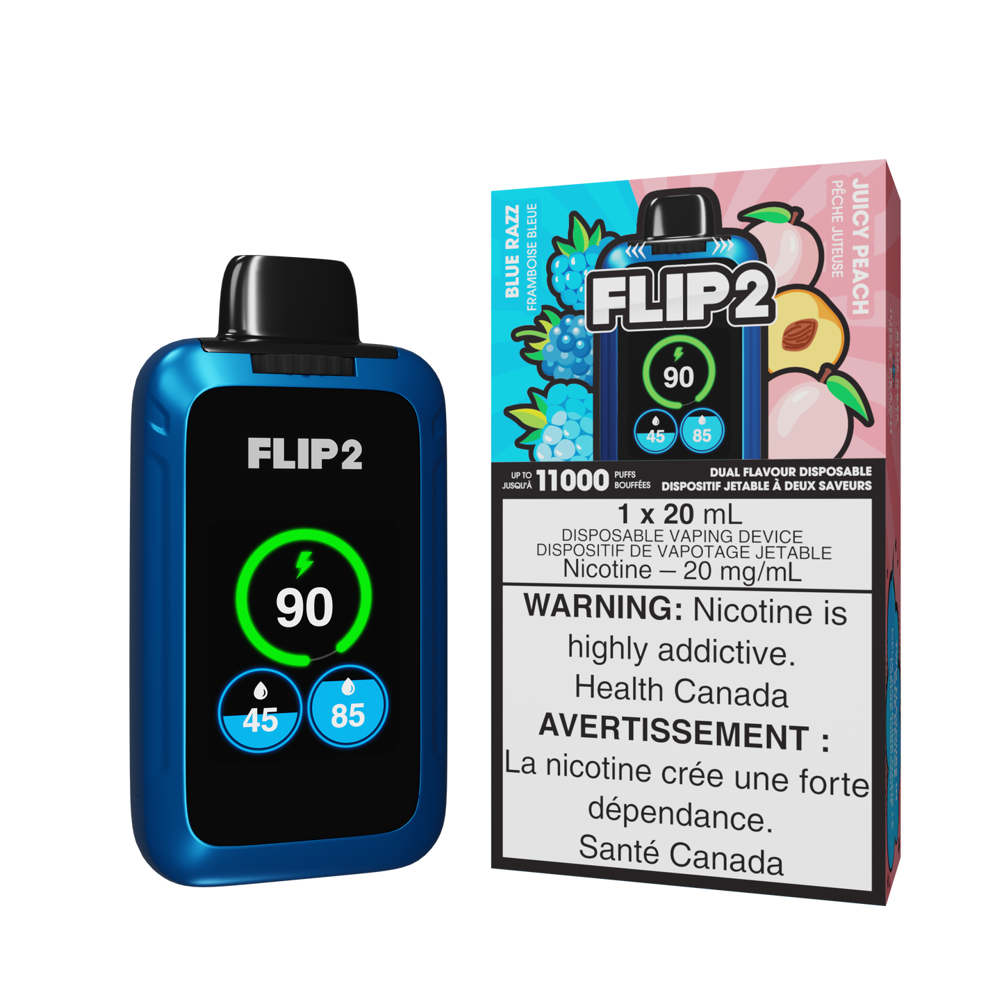 Flip 2 - Blue Razz and Juicy Peach