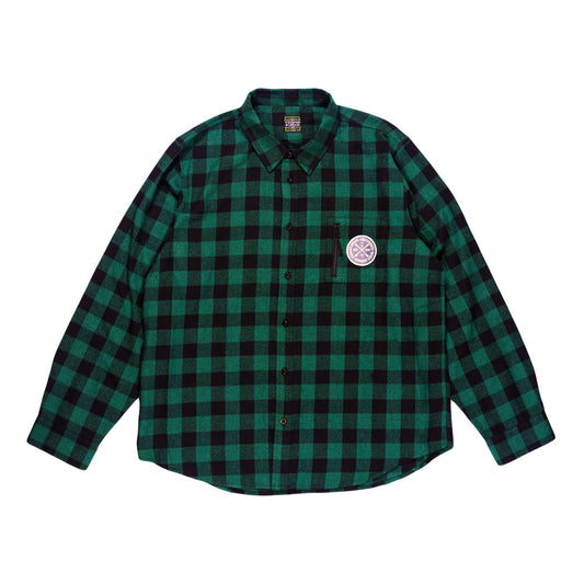 Grassroots - Stanley Mouse Mandolin Jester Never Summer Green Flannel Shirt